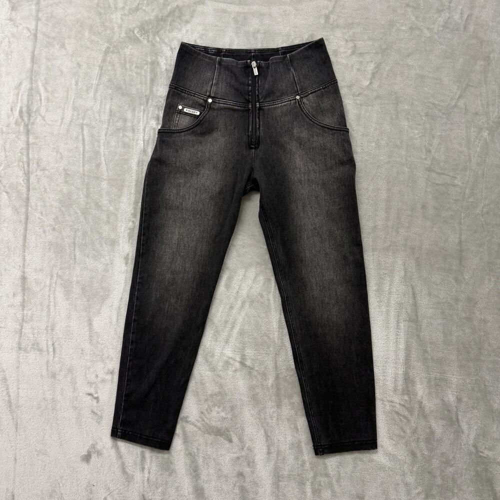 Freddy WR.UP Black High Rise Front Zip Acid Wash Shaping Leggings Women 6 Medium